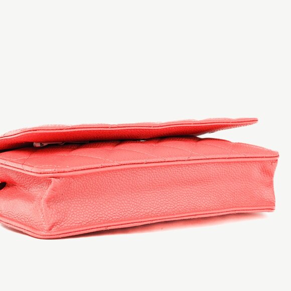 Chanel Coral Pink Caviar Quilted Classic Wallet on Chain - Picture 5 of 14